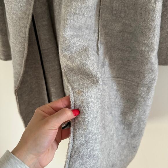 Zara Trafaluc Wool Blend Open Front Mid-Length Coat Gray S - Picture 4 of 10